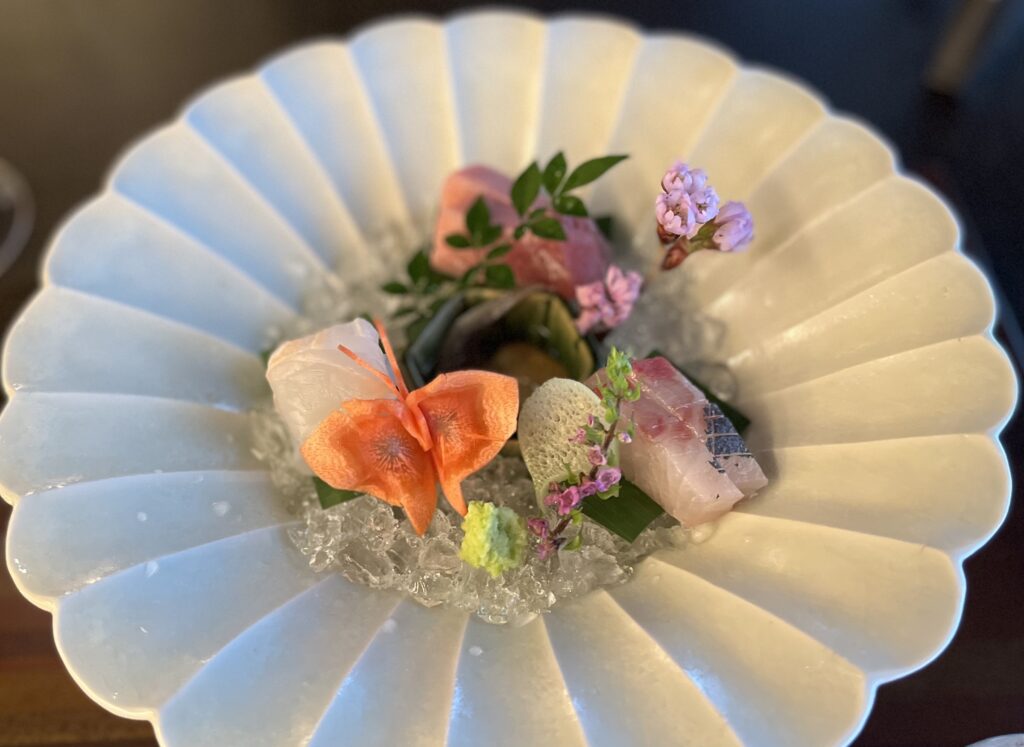 リッツカールトン日光 夕食 お造り 蝶々のにんじん